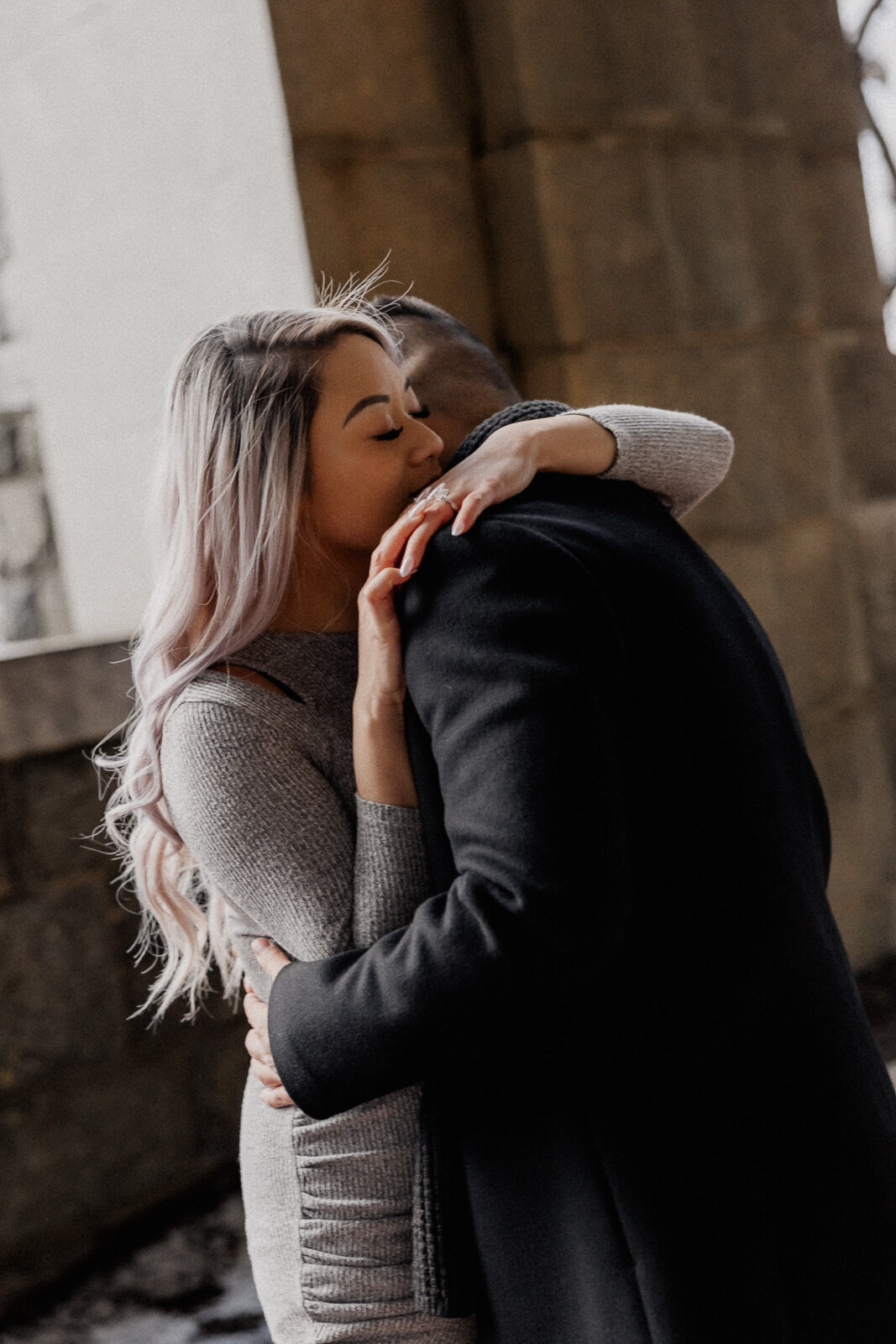 Engagement Photos in the snow at Fort Tryon Park NYC