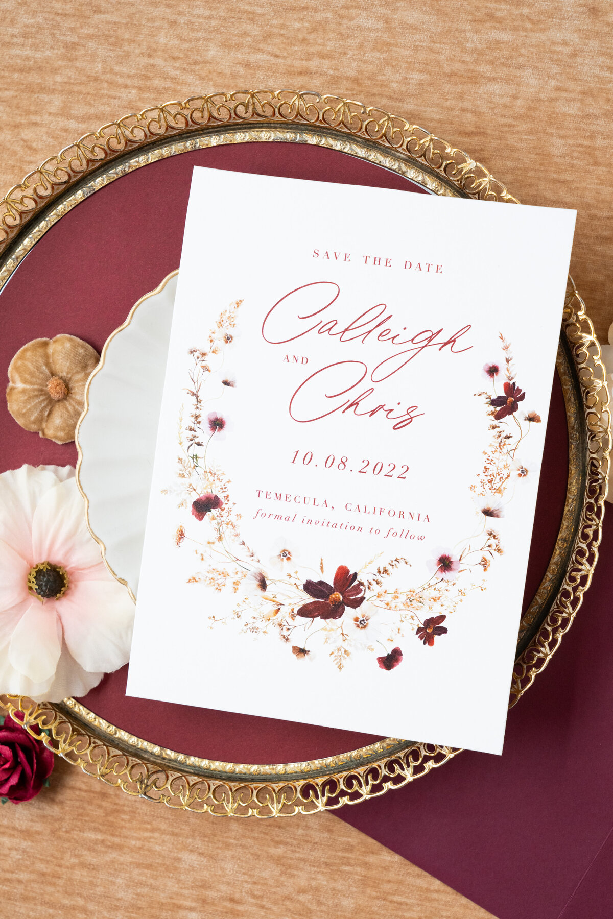 save-the-date-card-temecula-fall-wedding-watercolor-flowers