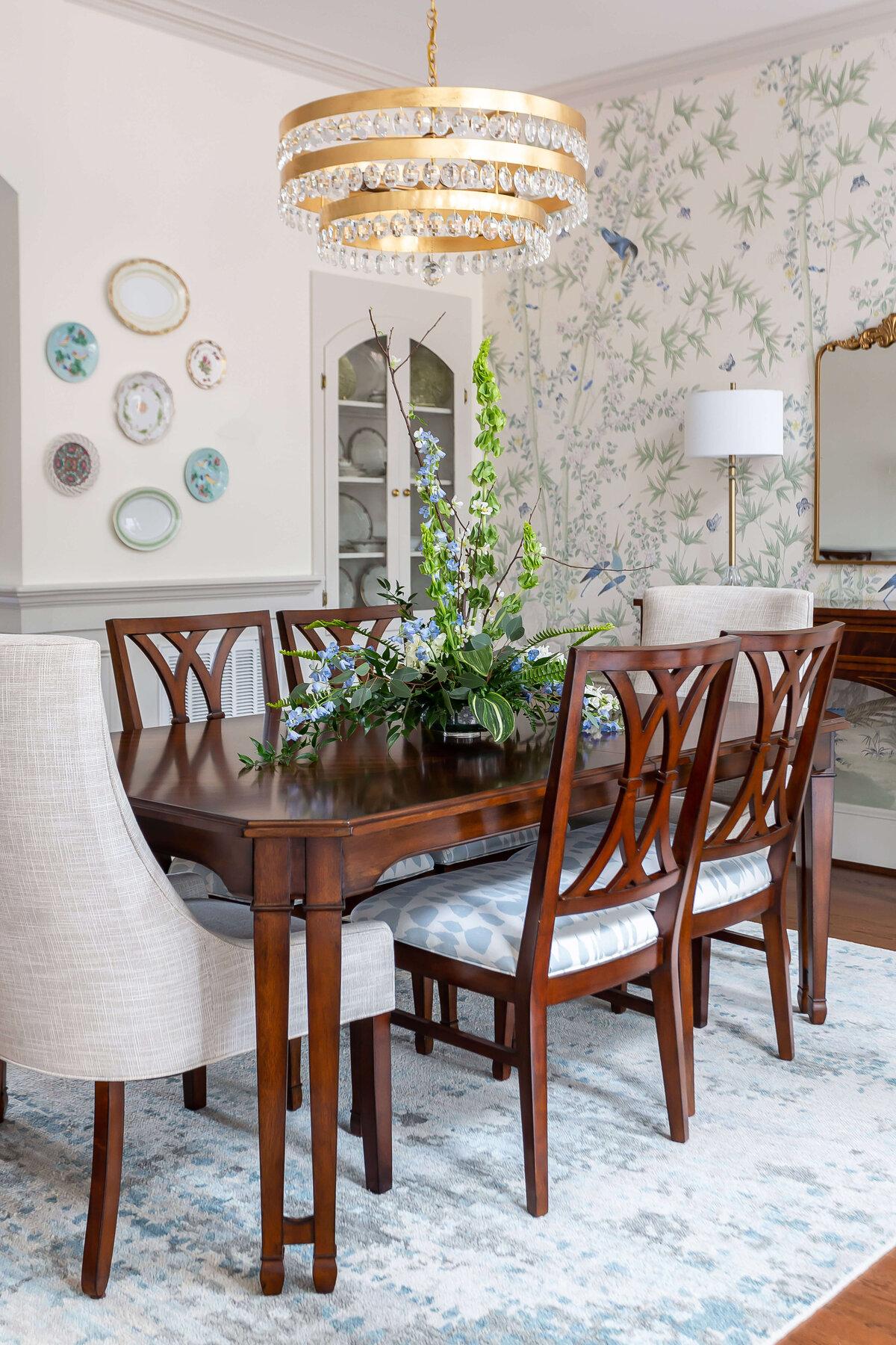 sweet southern home post project wooden chairs around dining room table gold chandelier