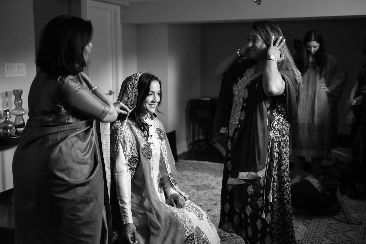 Bride Preparing for Wedding with Friends 