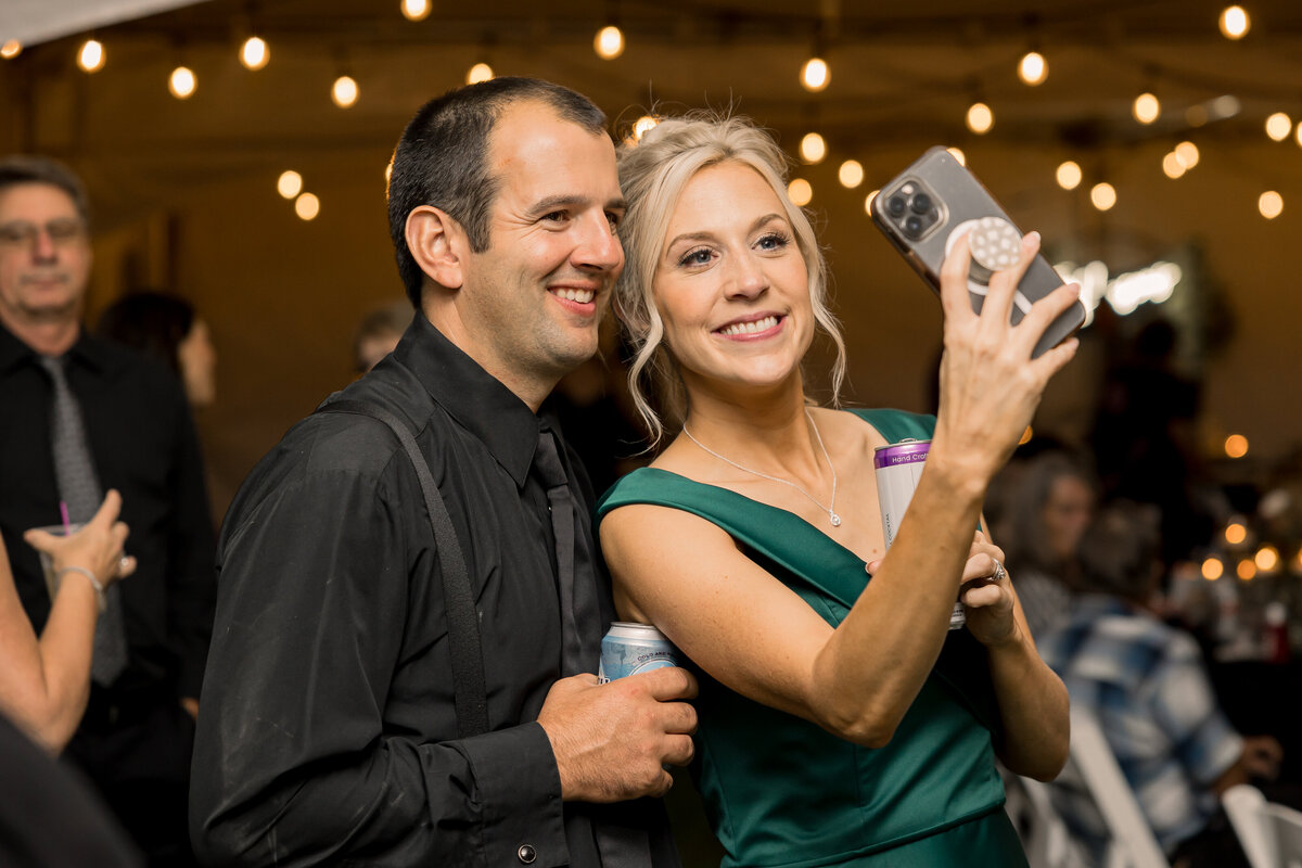 Candid image of wedding guests at reception in Minnesota