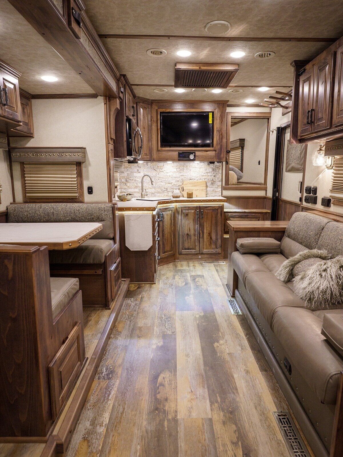luxury horse trailer kitchen area