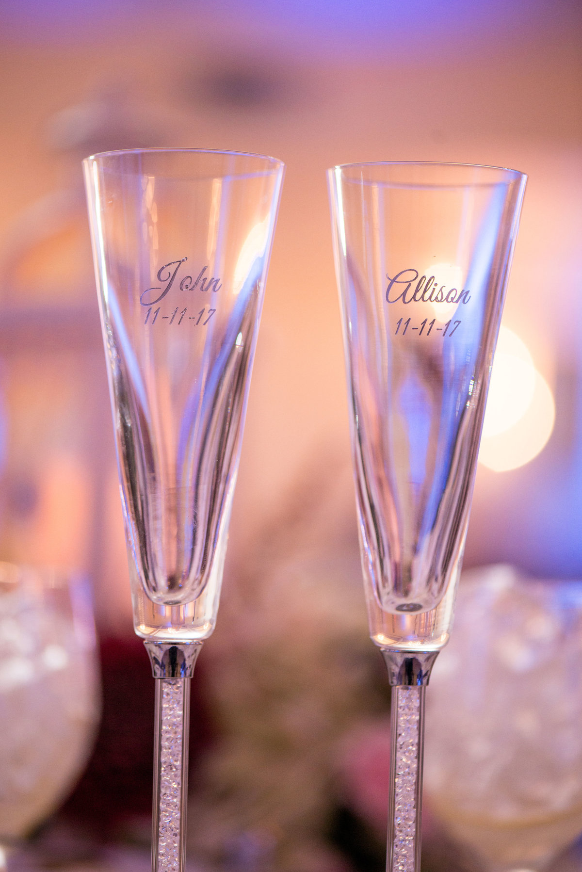 Champagne flutes at Soundview Caterers