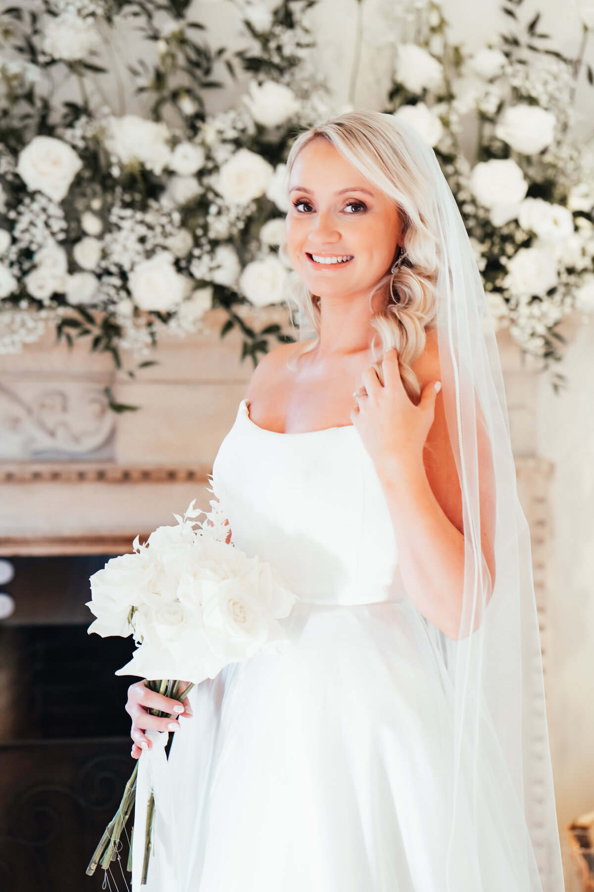 Bride’s soft curls and flawless skin – hair and makeup for weddings Buckinghamshire
