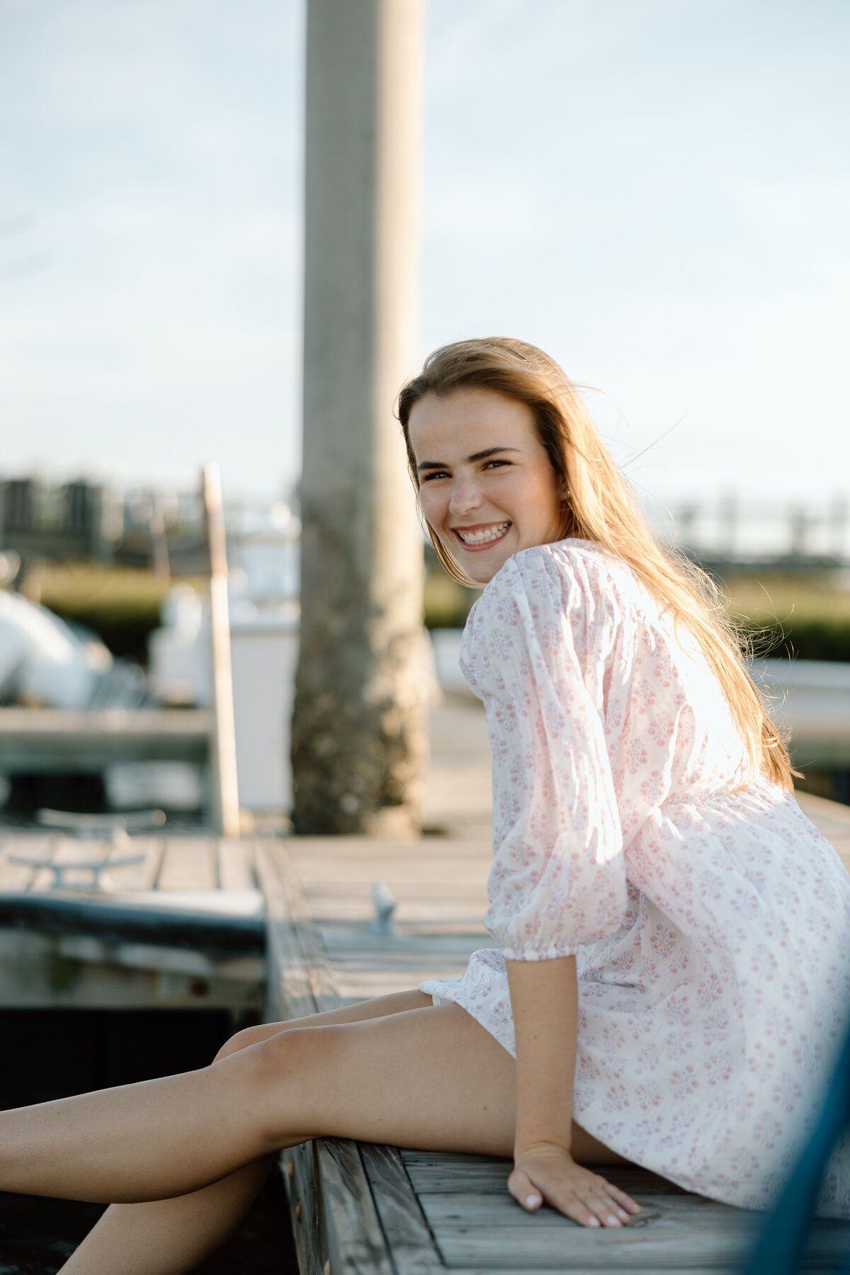 Senior photos at the marina at Edisto Beach
