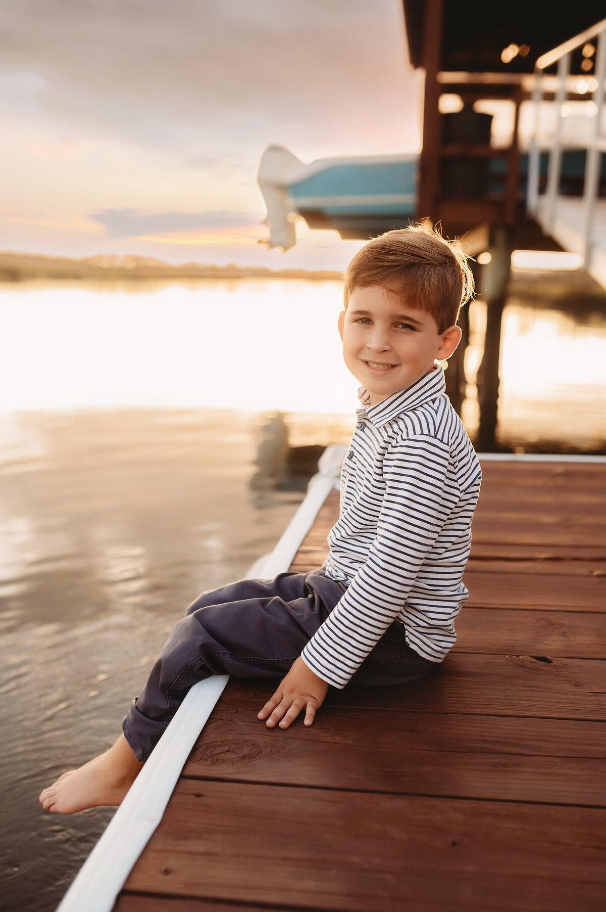Little boy peers at the camera during Family Photos in Isle of Palms.