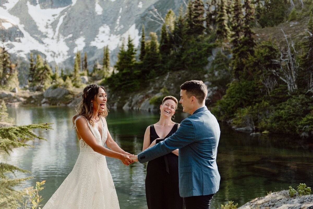 Elopement ceremony at beautiful alpine lake in Whistler