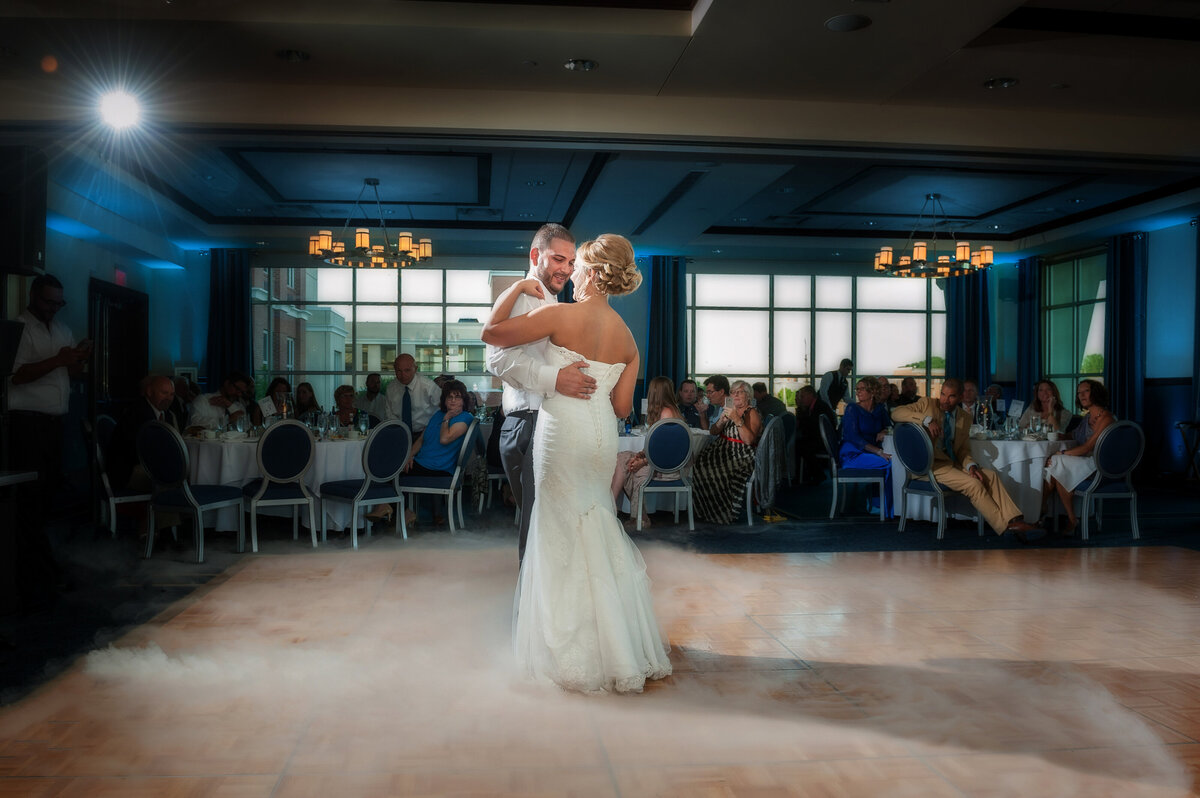 Wedding couple during first dance at Sheraton Erie Bayfront.