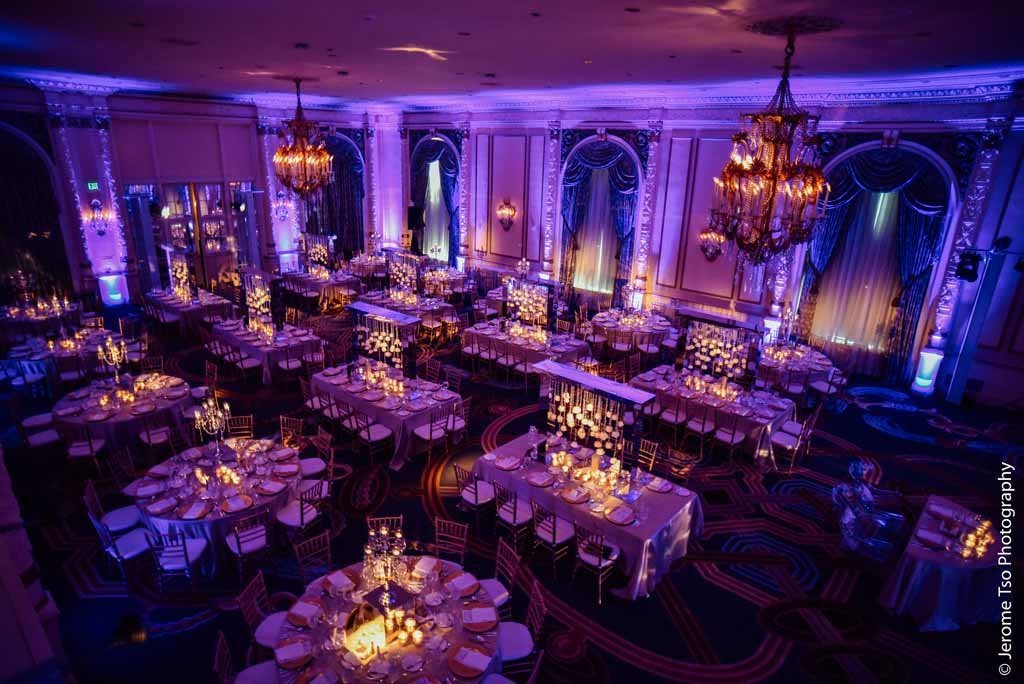 mixed floor plan of round and rectangular tables at St Andrew Ballroom at Fairmont Seattle