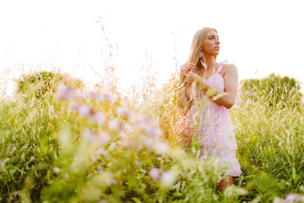 Hershey-Senior-Photos-flower-fields-sunset-summer-pink-dress-creative-portraits