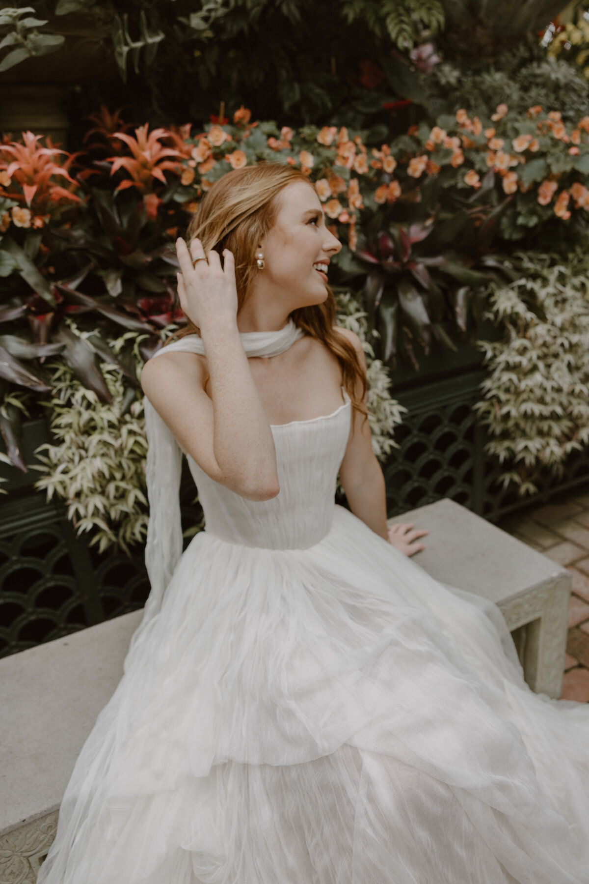 Elegant and effortless bridal portrait captured at the Biltmore with a romantic Anthropologie gown.
