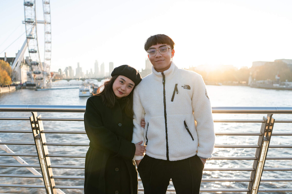 Chloe Bolam - London Engagement and Couple Photographer - Big Ben London Eye Engagement - London Golden Hour Couple Photoshoot - S & L - 10.12.22 - 3