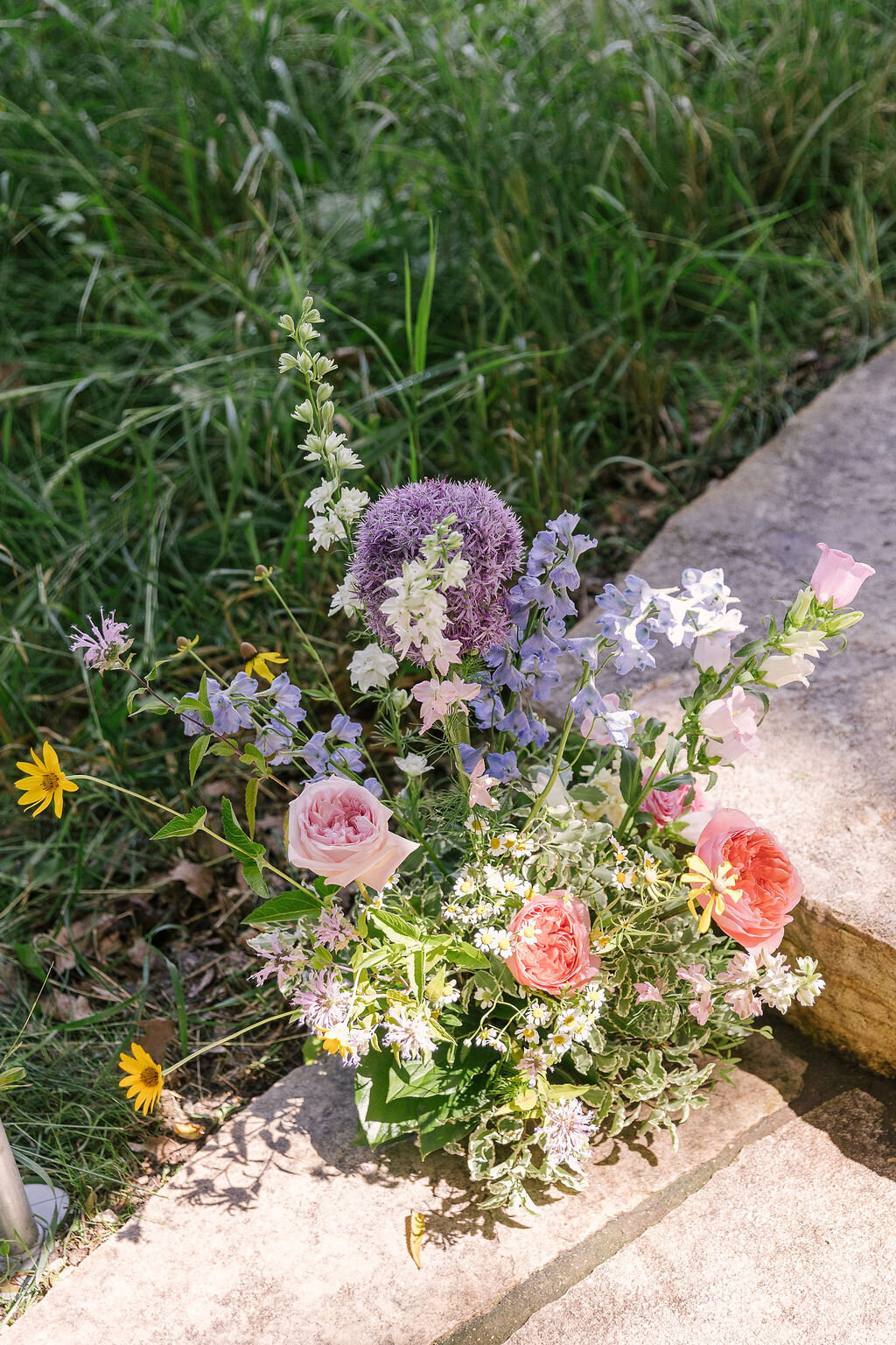 wildflower garden meadowy stair arrangement