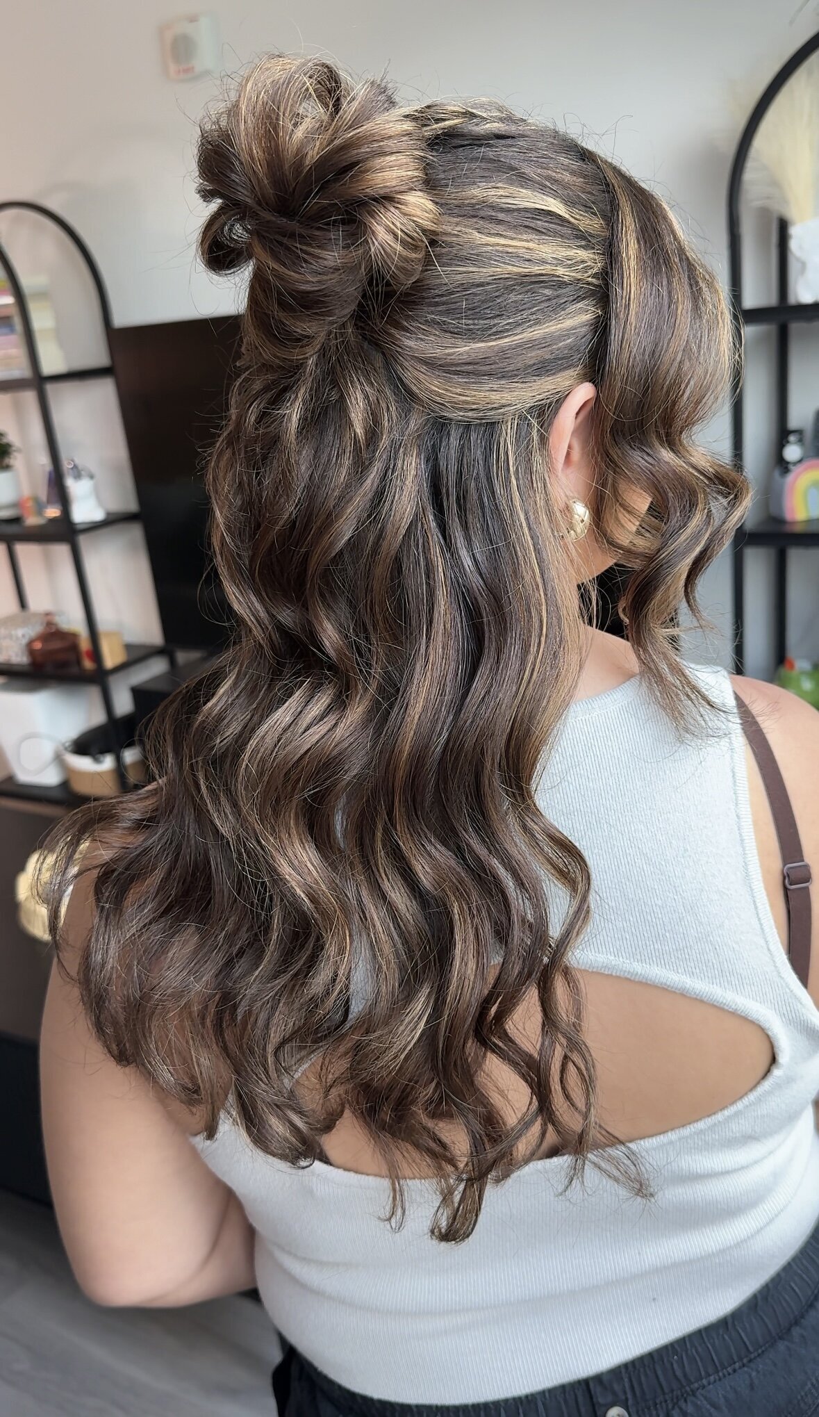 trending half up bridesmaid hairstyle for brown hair