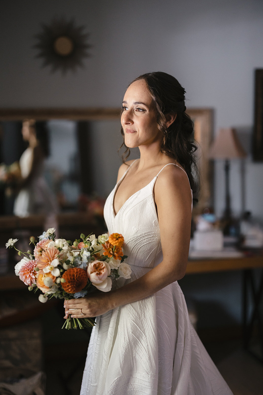 bridal portrait red maple vineyard
