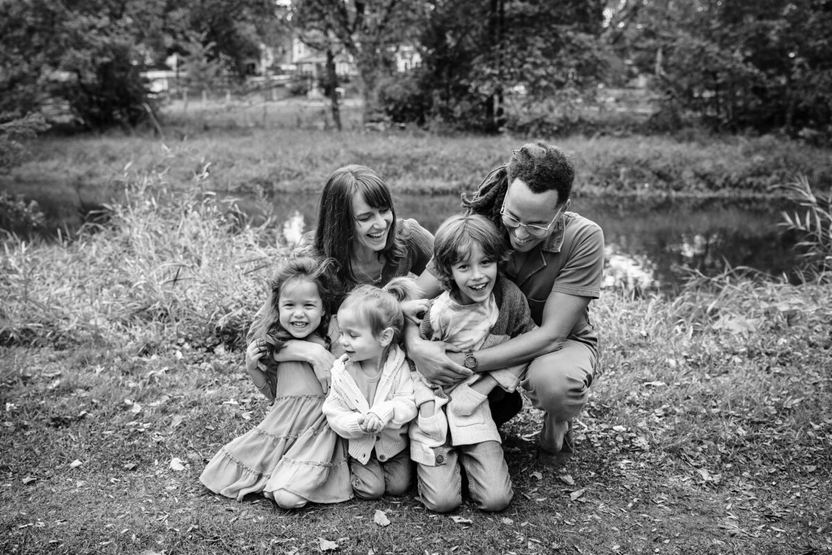 A family portrait of five people.