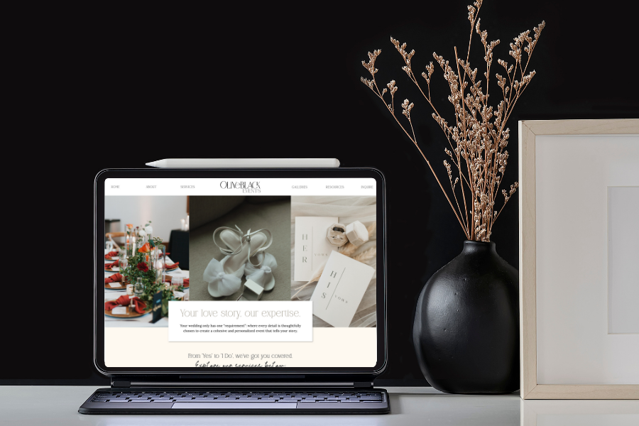 custom Showit website design for Olive Black events, a wedding planner in Colorado