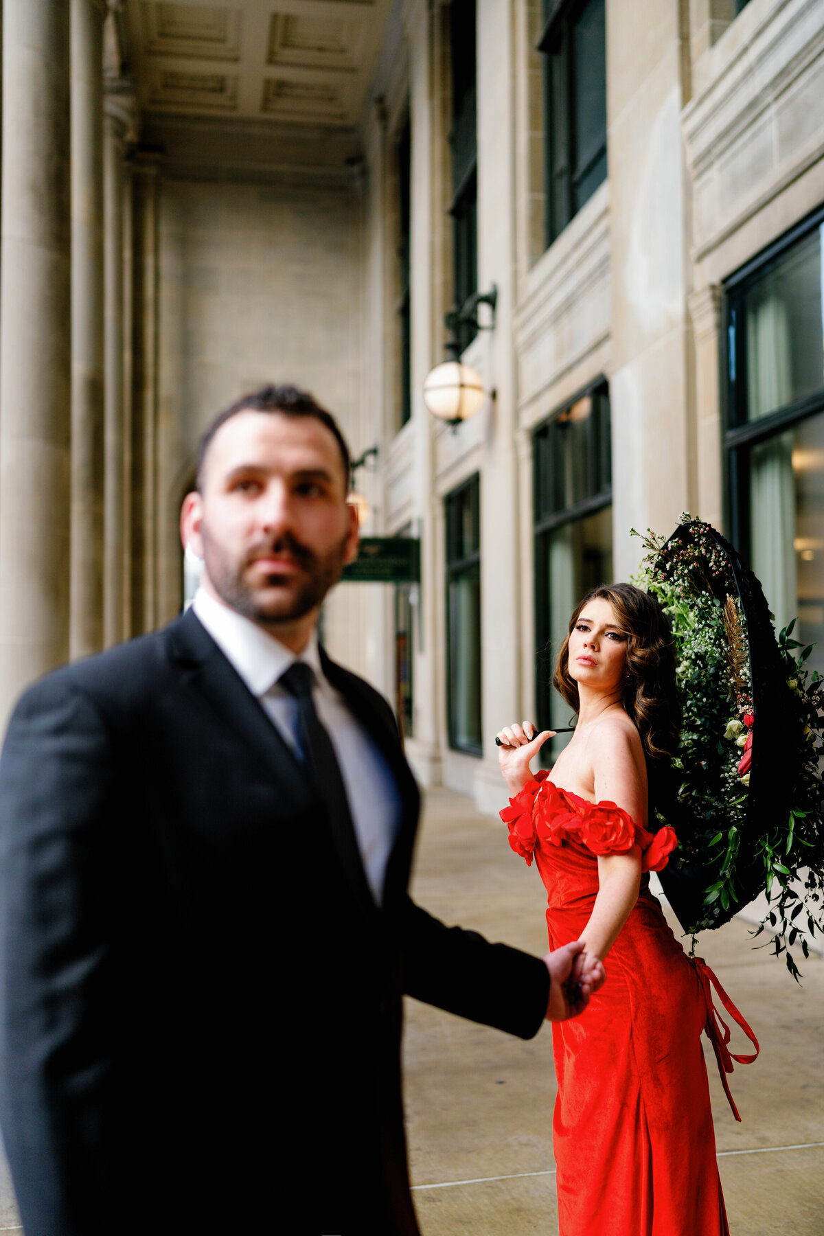 Aspen-Avenue-Chicago-Wedding-Photographer-Union-Station-Chicago-Theater-Engagement-Session-Timeless-Romantic-Red-Dress-Editorial-Stemming-From-Love-Bry-Jean-Artistry-The-Bridal-Collective-True-to-color-Luxury-FAV-45