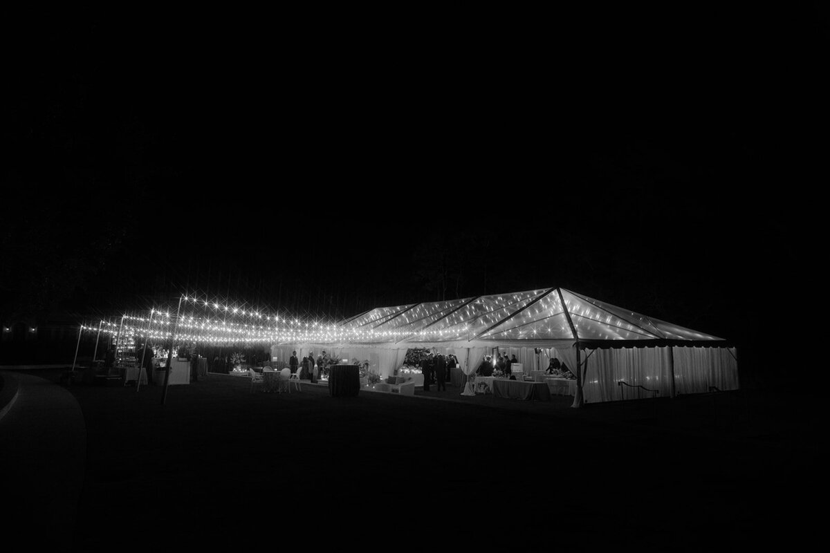 clear tent reception at night