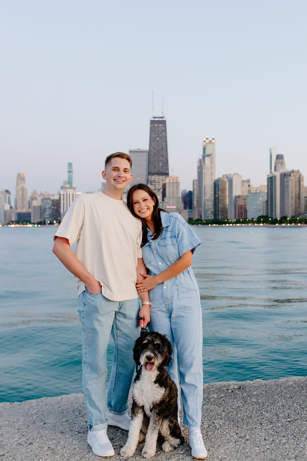 An engagement photography session at The Wrigley Building and North Ave Beach in Chicago, Illinois - 31