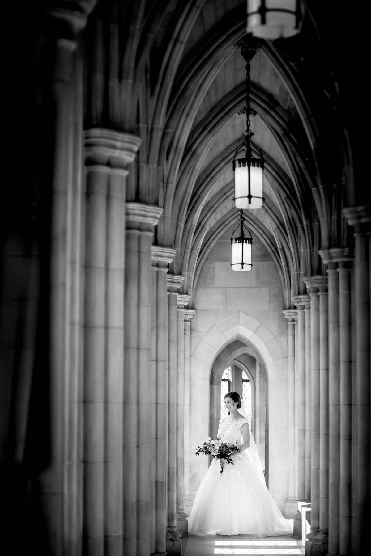 Bridal portraits at Washington National Cathedral