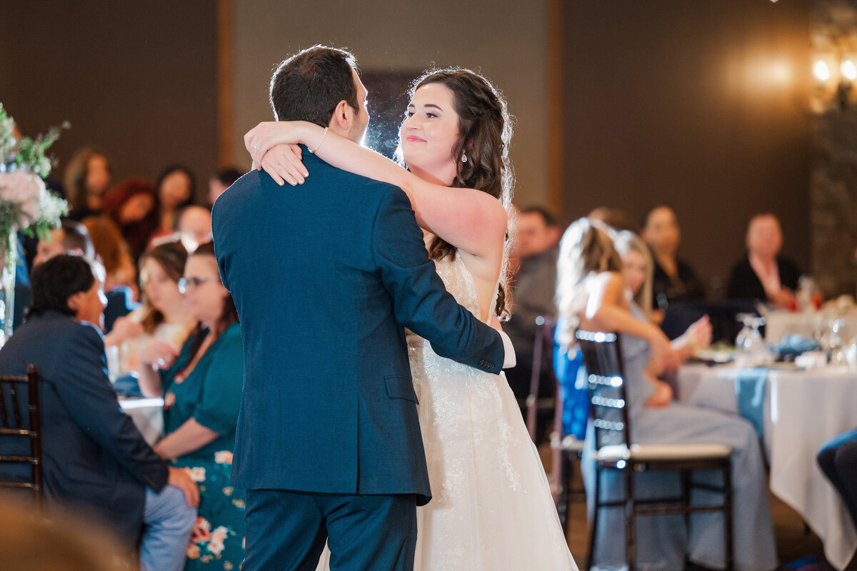 a first dance wedding reception during event at vineyards at pine lake
