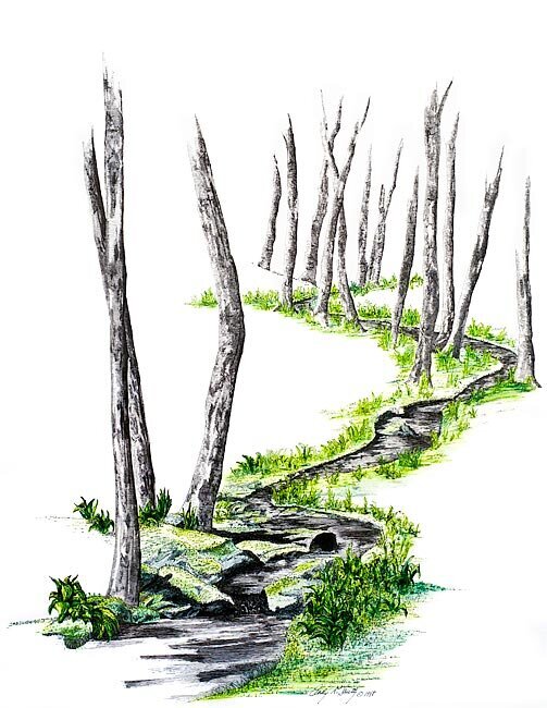 Pen and Ink Stream bright green