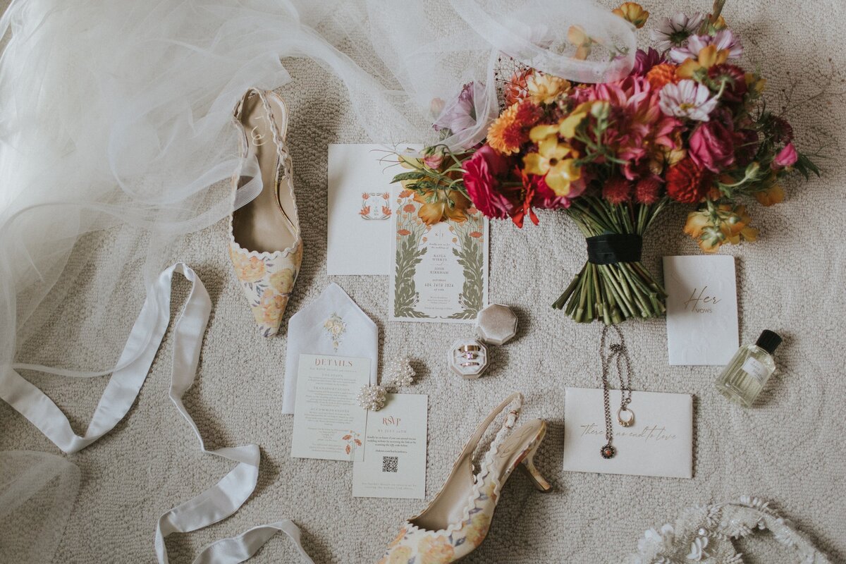 K+J Backyard Farm Wedding Colourful Flowers3