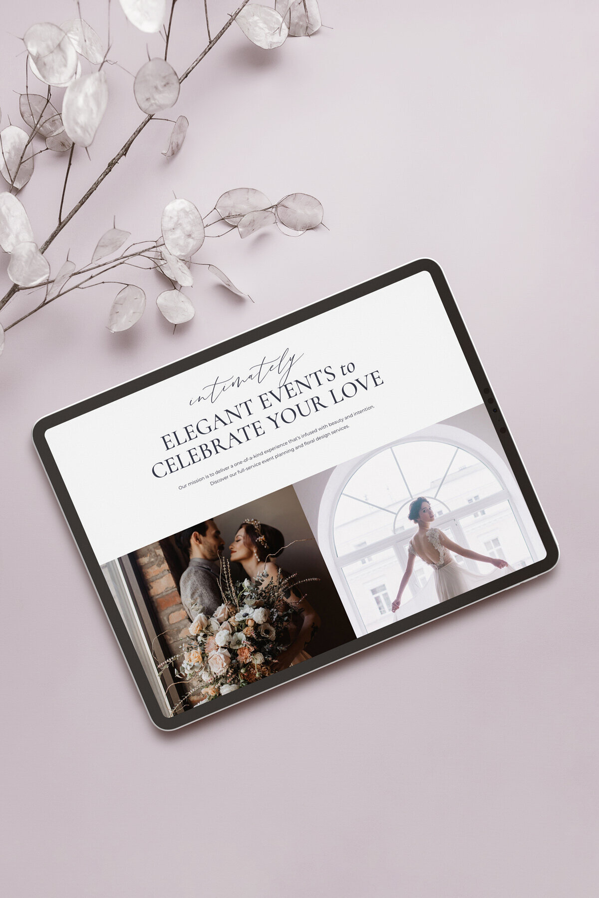 wedding planner website design on ipad