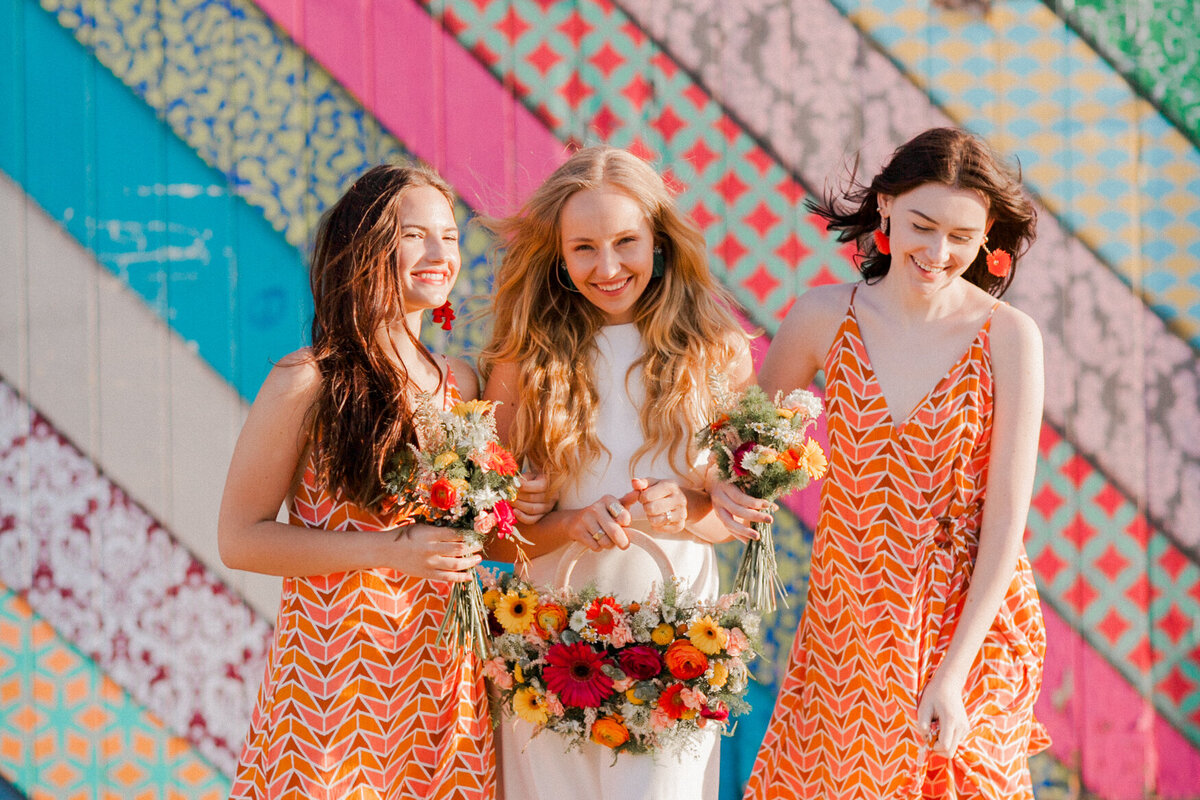 Beach-wedding-bridesmaids-bright-bold-Boston-Prose-Florals