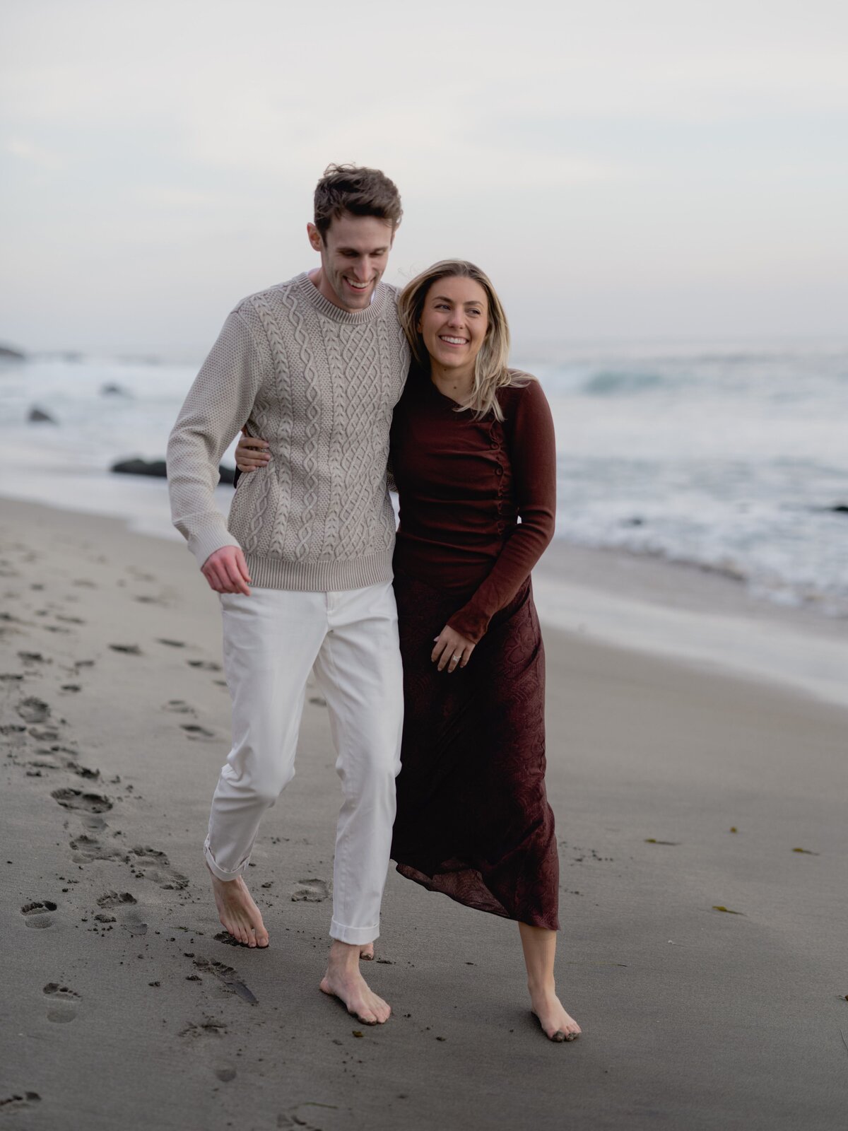 walking together at the beach