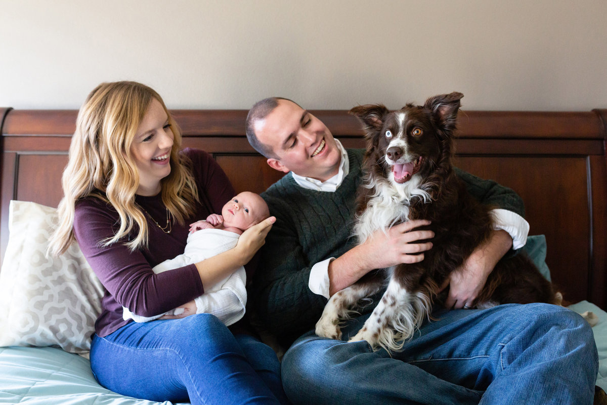 Family with newborn and dog - Jen Madigan - Naperville Newborn Photography
