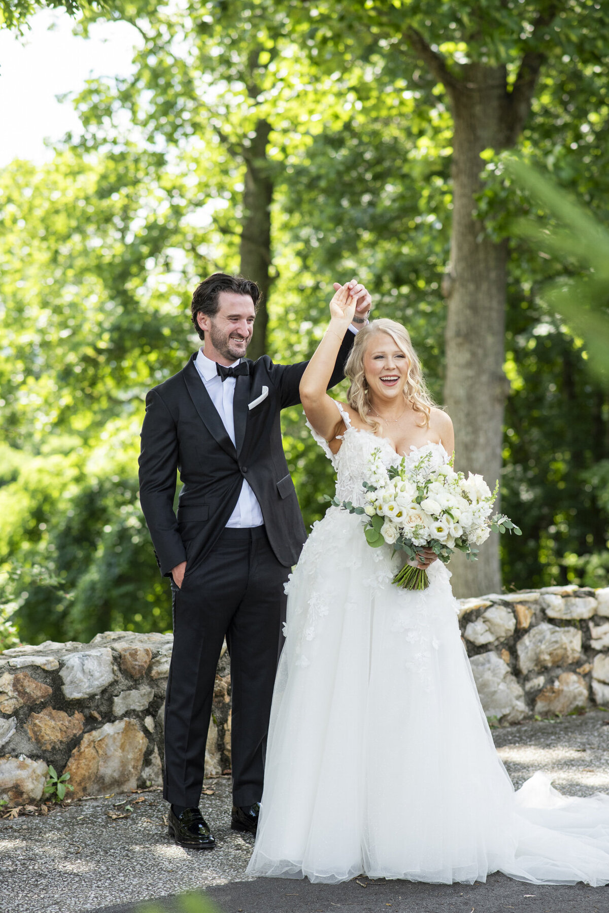 Couple dancing at wedding at Crest Pavilion Asheville