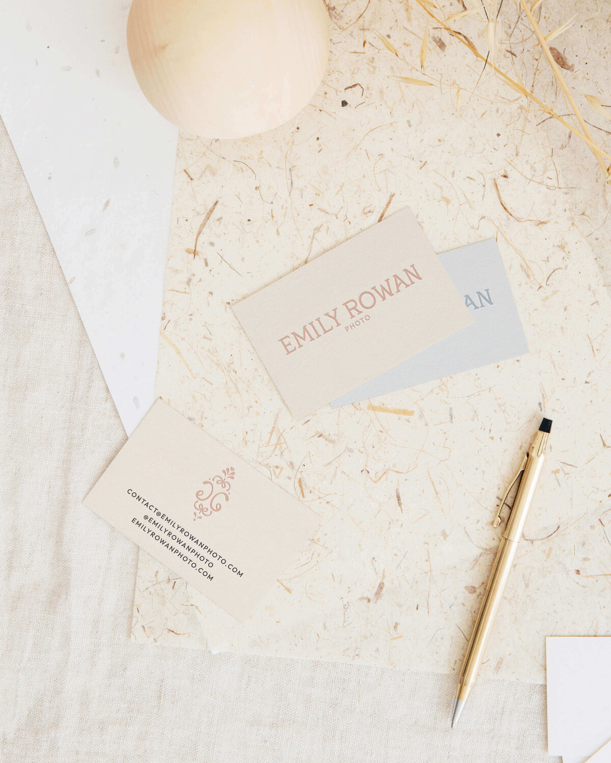 Soft, vintage-inspired business card design for photographers with timeless branding and elevated client experience in mind.