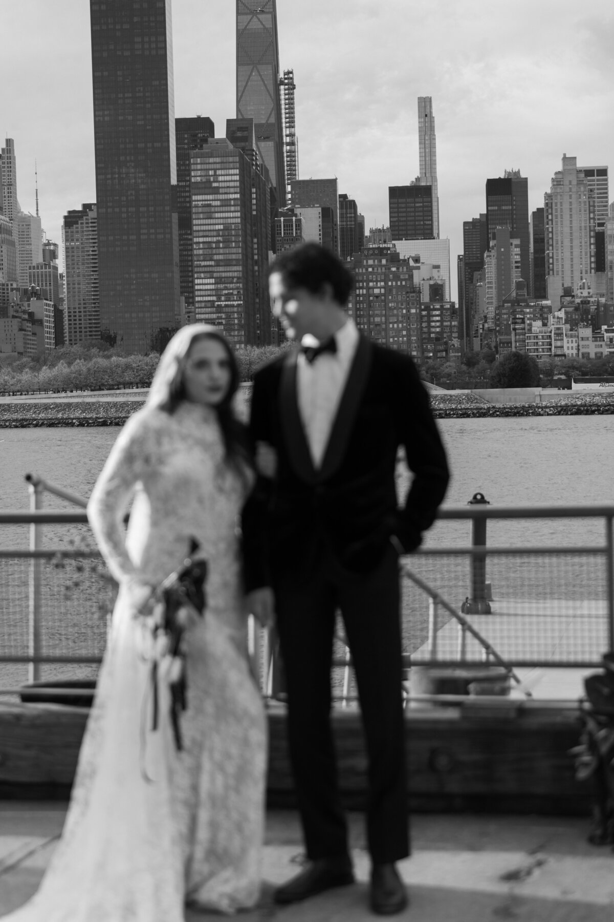 meredith-michel-editorial-wedding-bw-blurred-cityscape-portrait