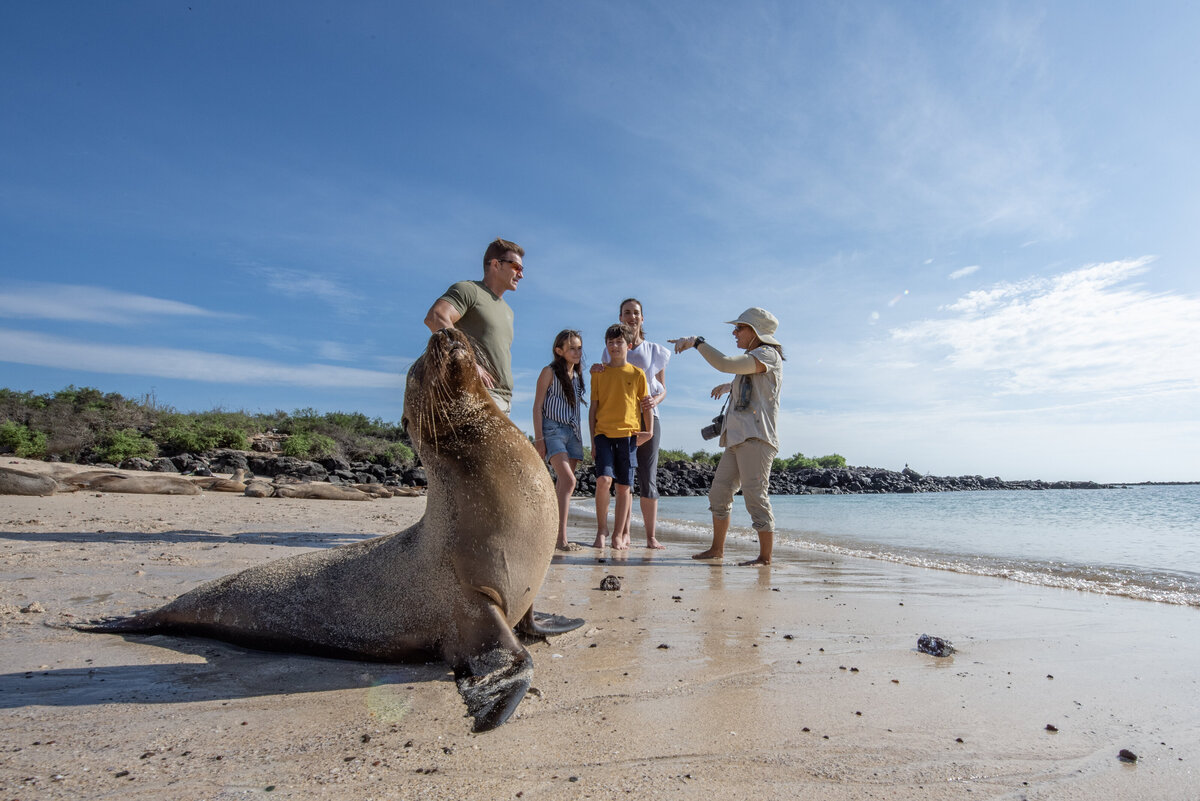 Waterstone - Metropolitan Touring- Ecuador - Luxury Destination Management Services - galapagos-experience-santa-fe-sea-lion-guide-family