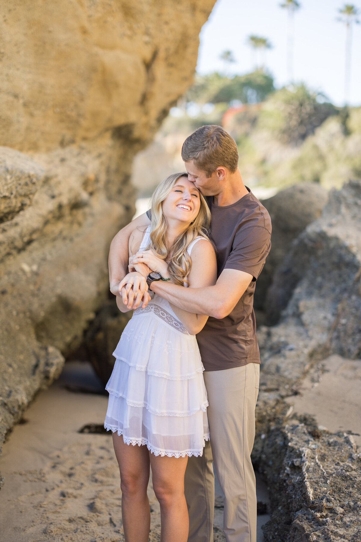 romantic and candid engagement photo