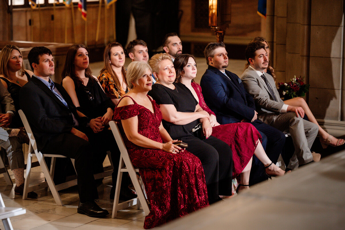 small wedding ceremony at the allegheny county courthouse guests watching