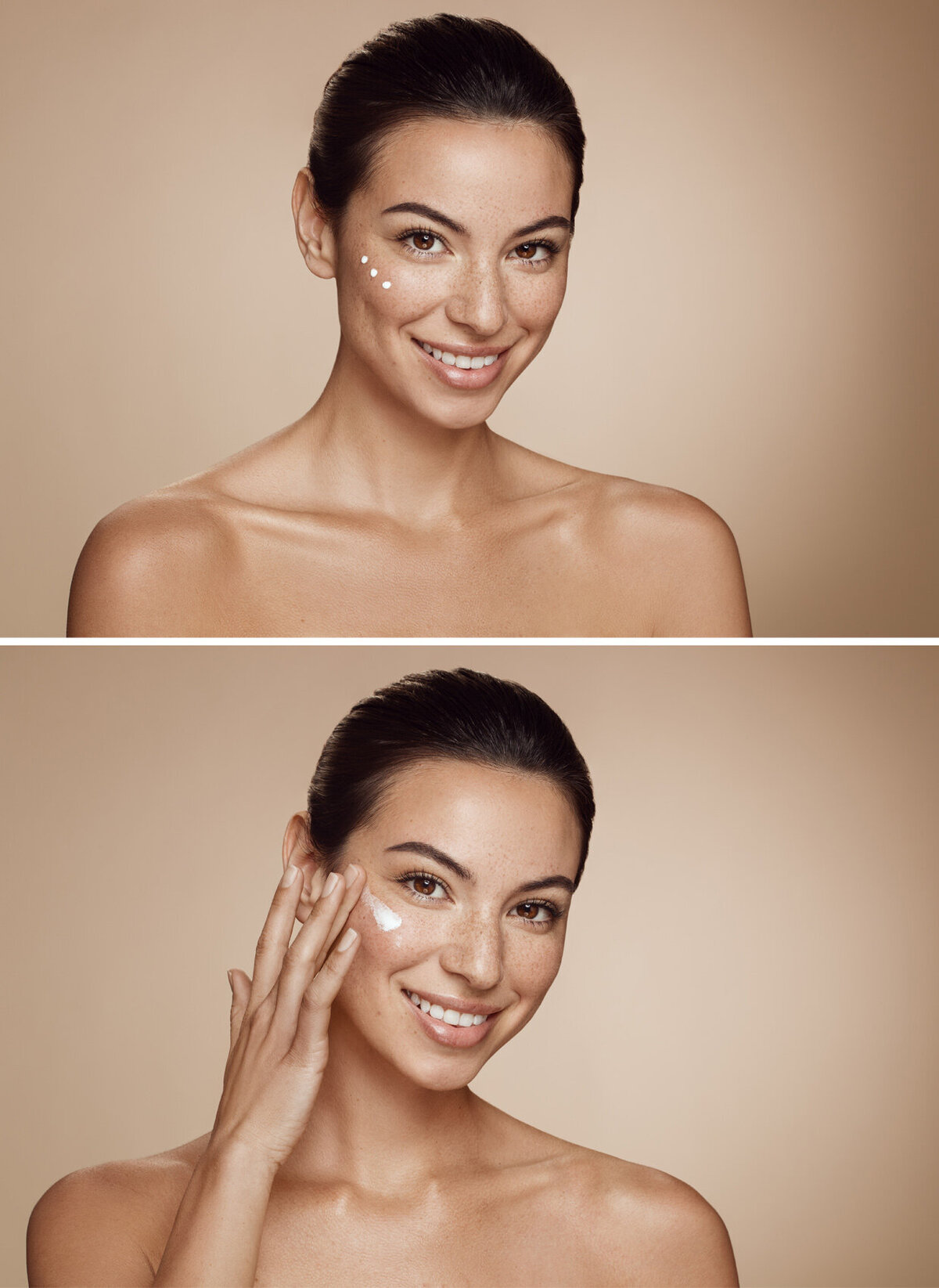 Natural beauty portrait of Laurel Thomas with soft lighting, emphasizing clear skin, captured by Ylva Erevall.