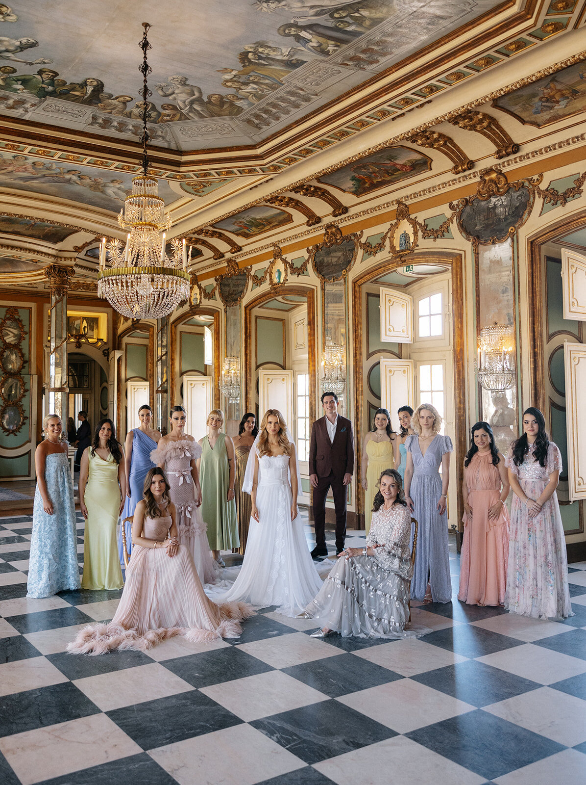 Bridal Party Portrait at Palácio Queluz