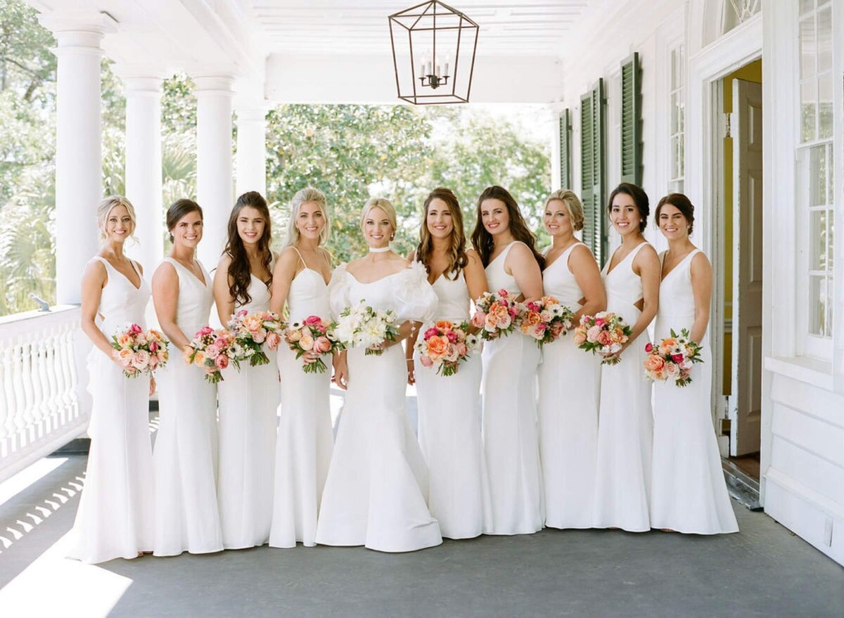 bridesmaids in white dresses
