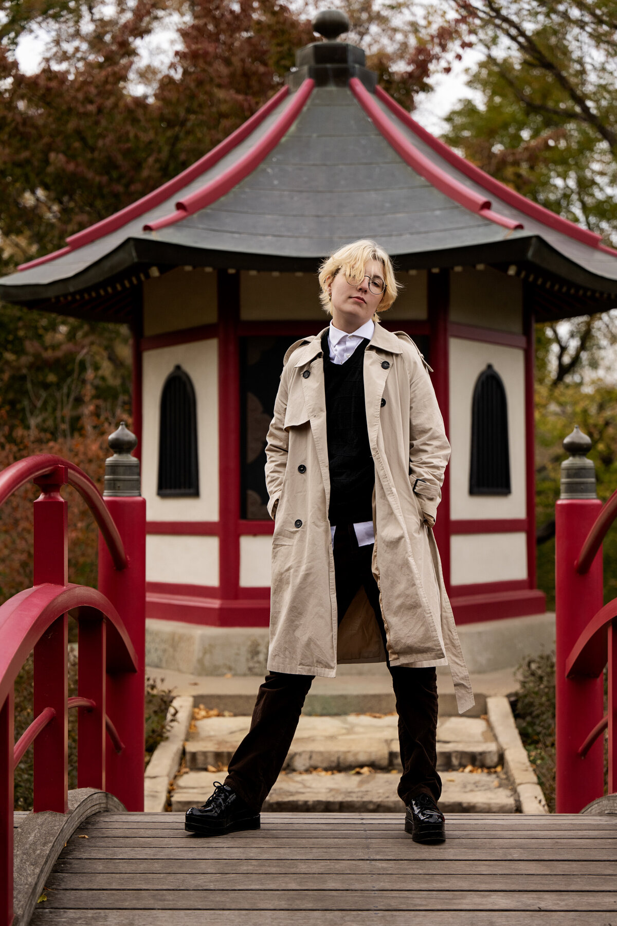 Hopkins Minnesota high school senior  picture of girl in trench coat