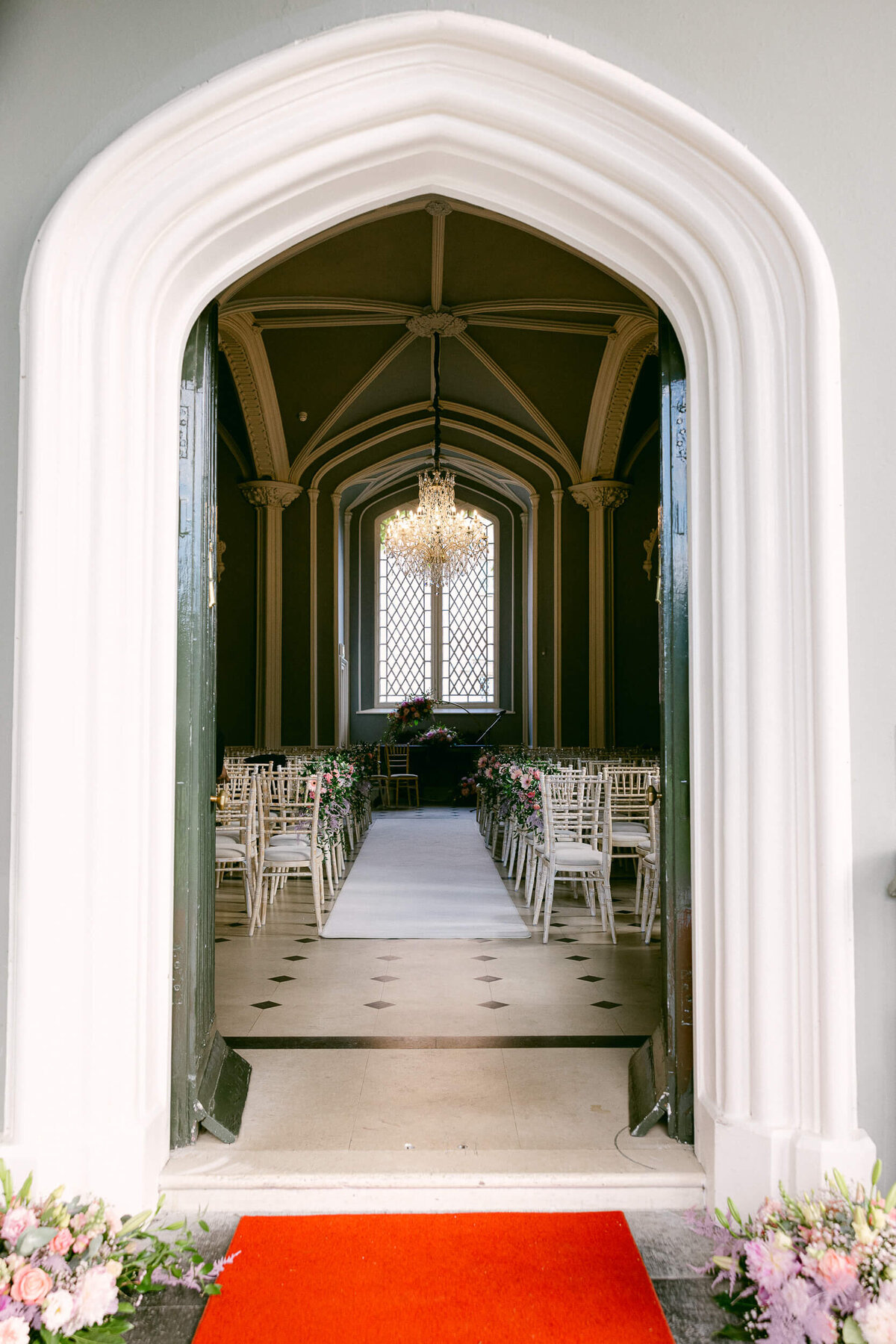 a wedding photo of the ceremony space in Luttrellstown Castle in Ireland