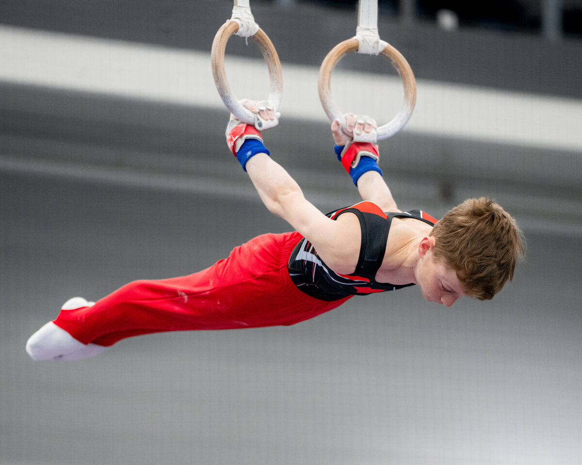 Photo by Luke O'Geil taken at the 2023 inaugural Grizzly Classic men's artistic gymnastics competitionA1_00770