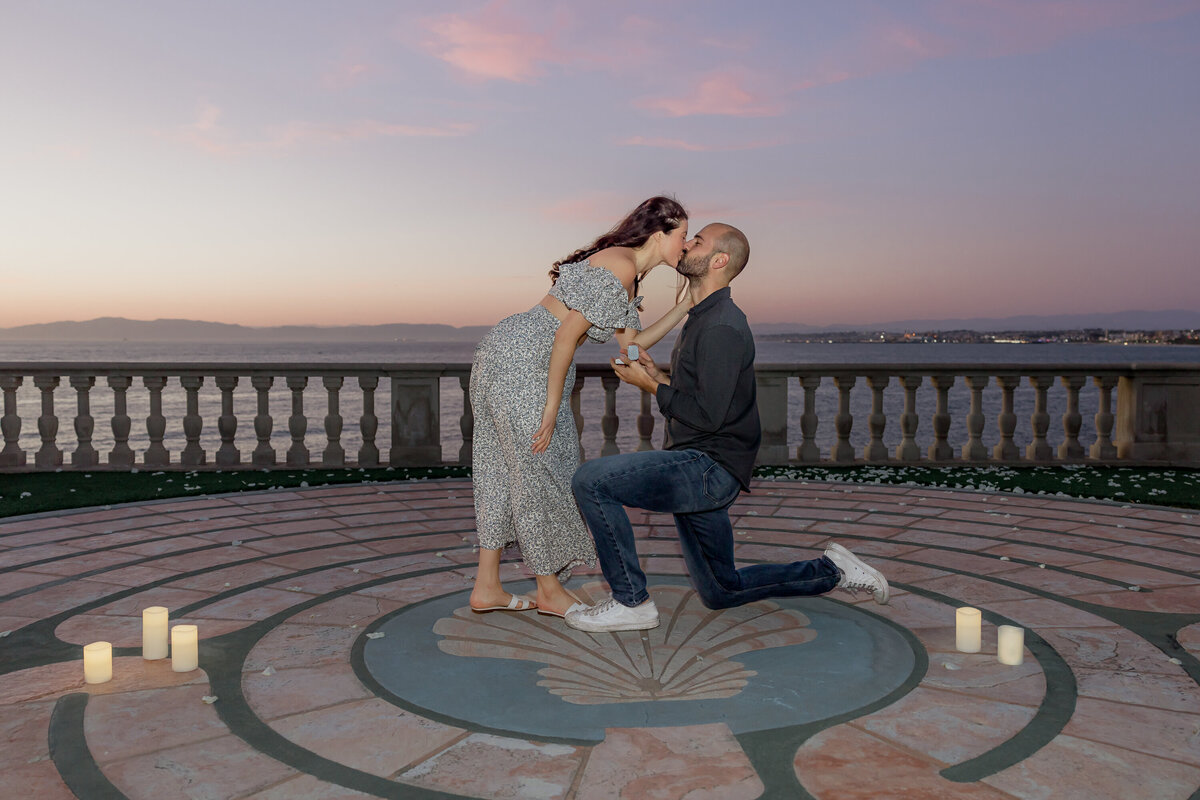 proposal and engagement session at palos verdes neighborhood church