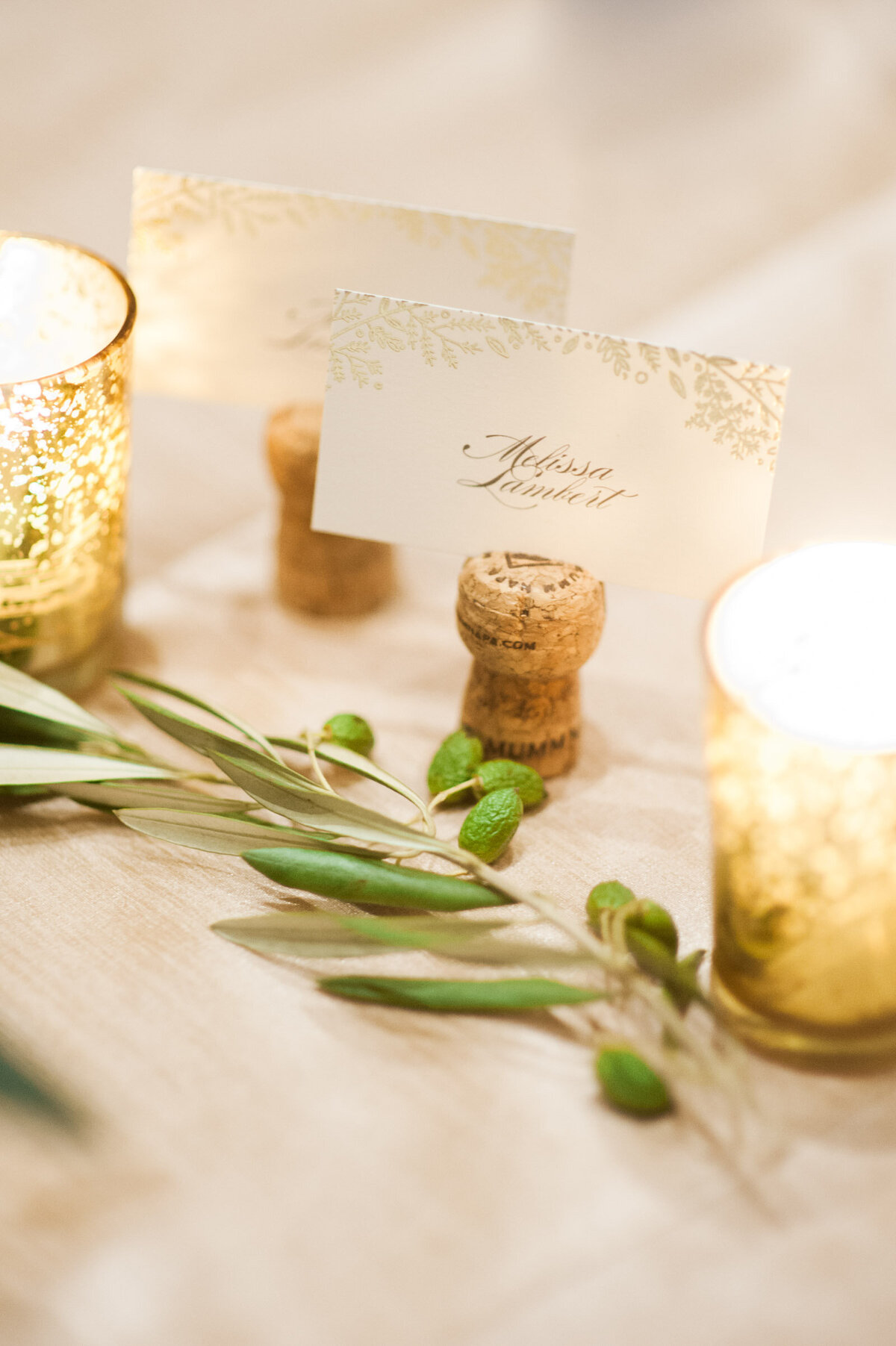 escort card on candlelit table at ponzi winery