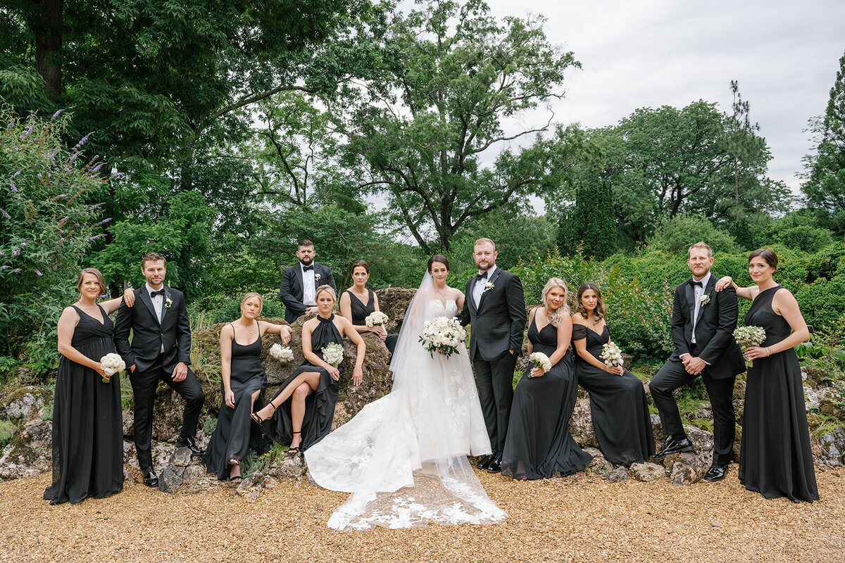 Vanity Fair inspired wedding party portrait outside