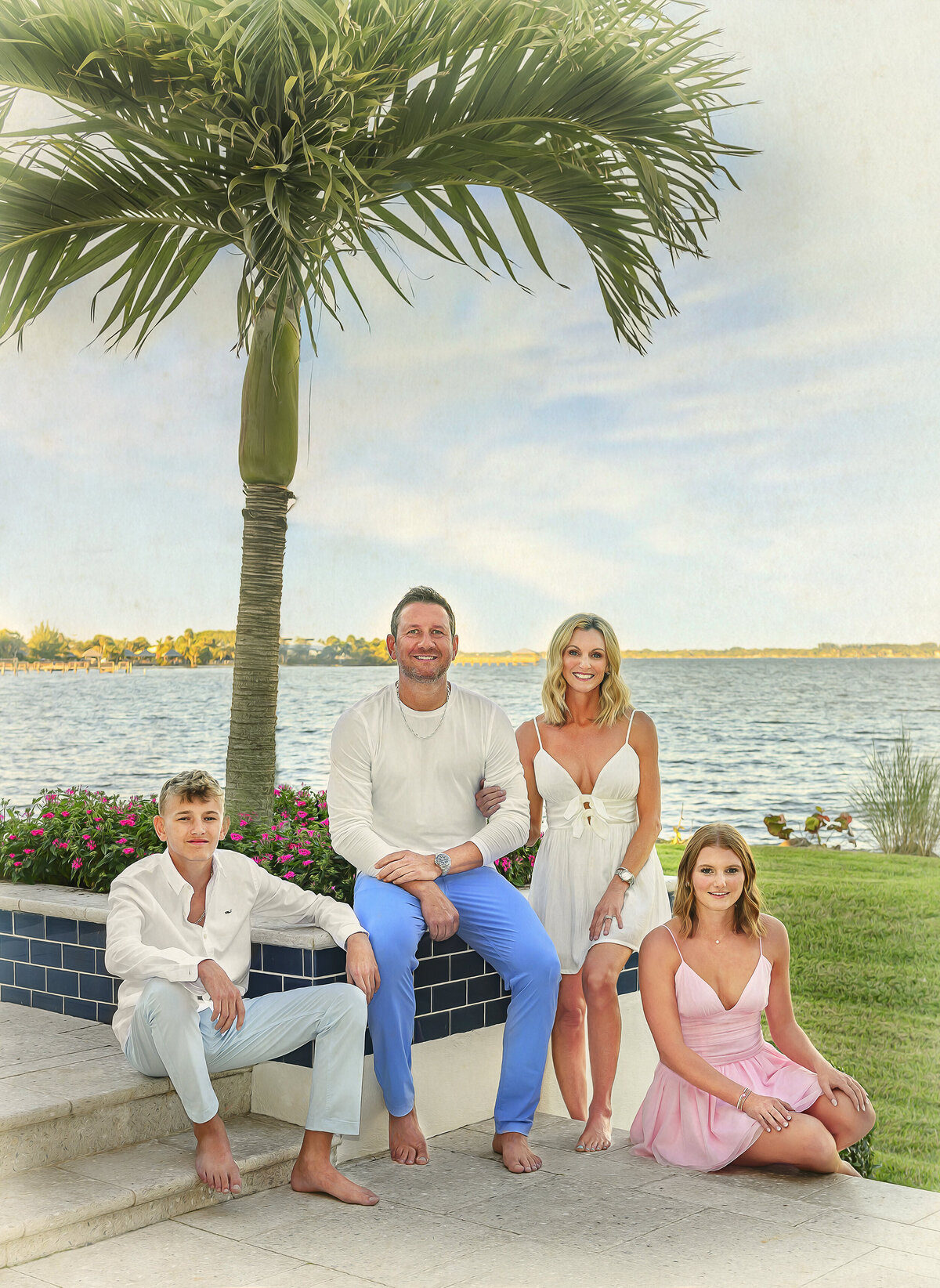 family portrait at indian river water front home