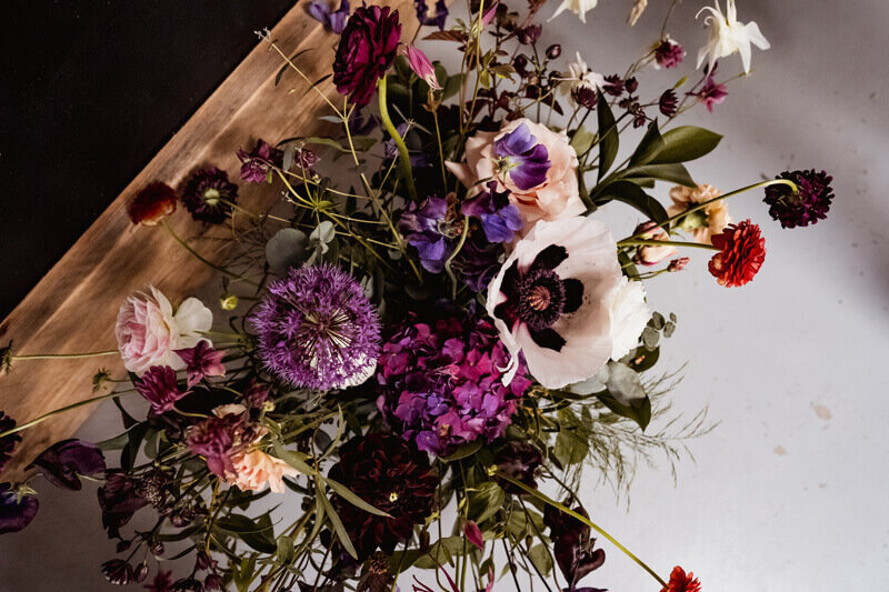Purple wedding flowers