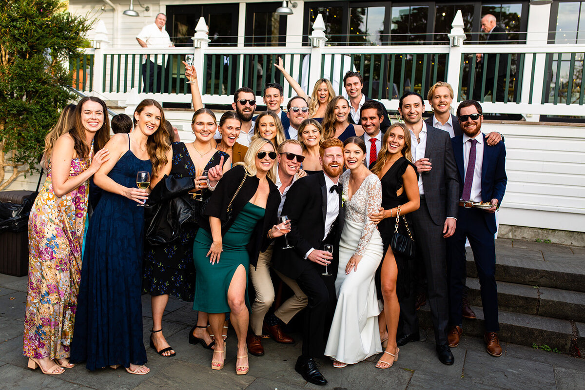 Guests during cocktail hour at Roche Harbor Resort Wedding